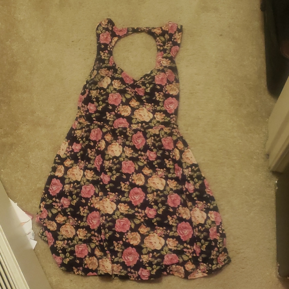 Pink and Navy Floral Dress